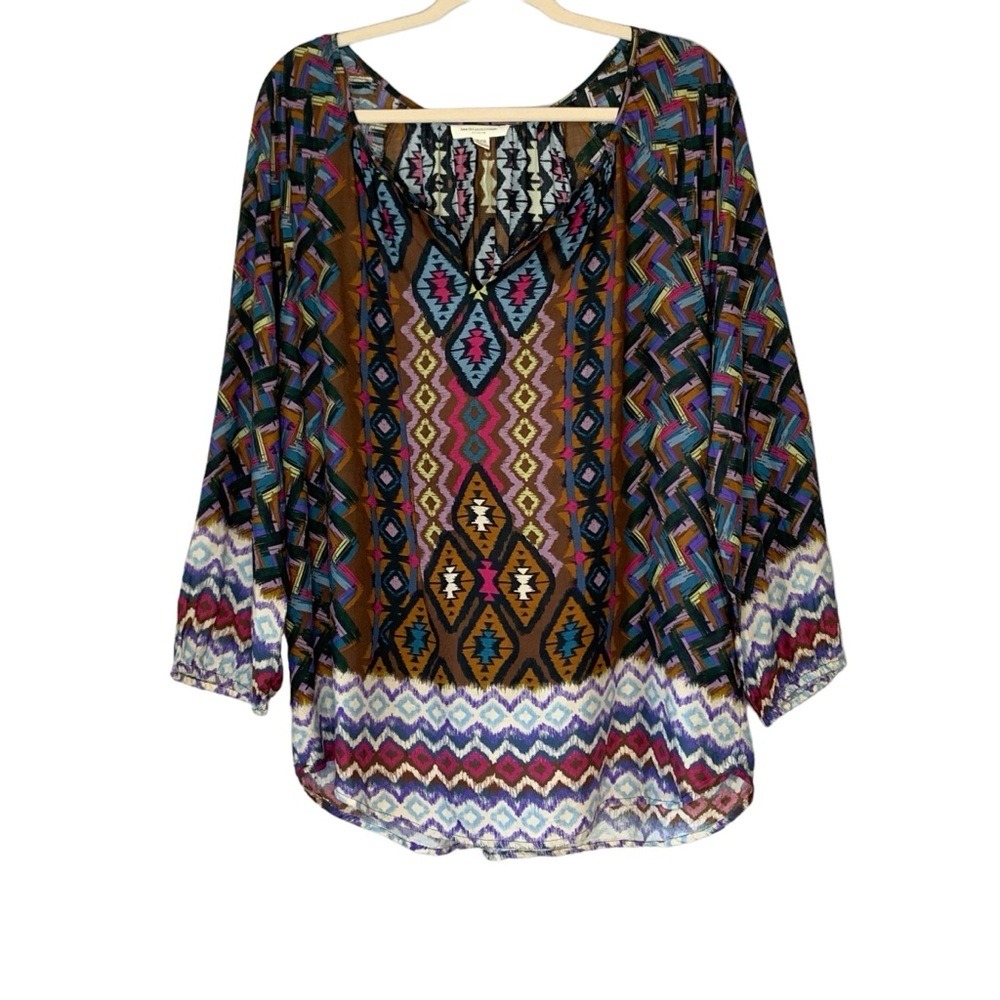 Beachlunchlounge Aztec multi color and pattern tunic top. Size Lโ